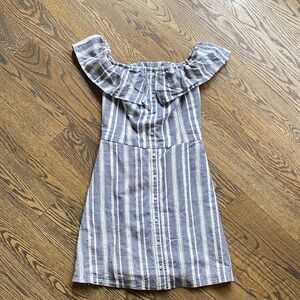 Hollister Blue Striped Off-Shoulder Dress